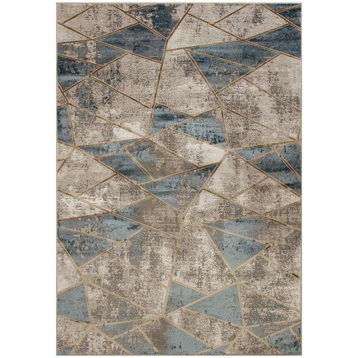Star Modern Beige Blue Triangle Rug
