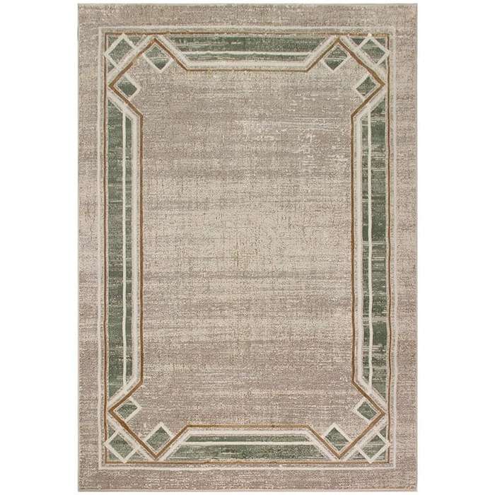 Star Modern Beige Green Frame Rug