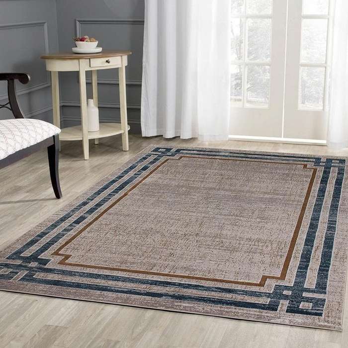 Star Modern Blue Frame Rug