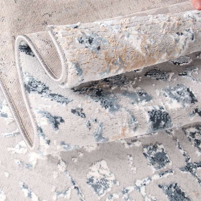 Merry Blue Square Grey Rug