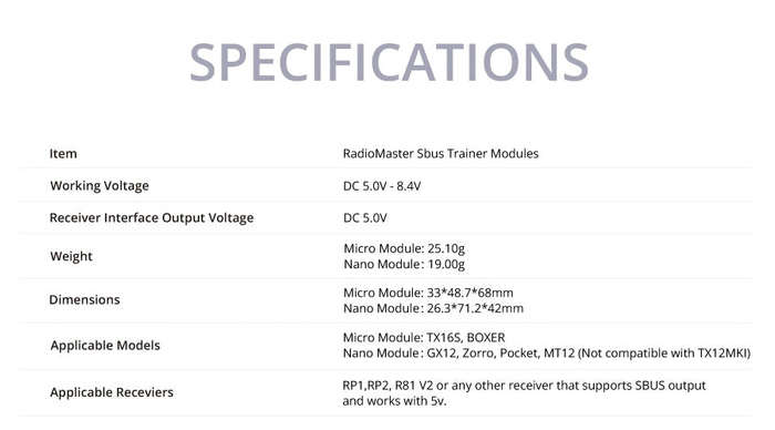 RadioMaster Sbus Wireless Trainer Modules
