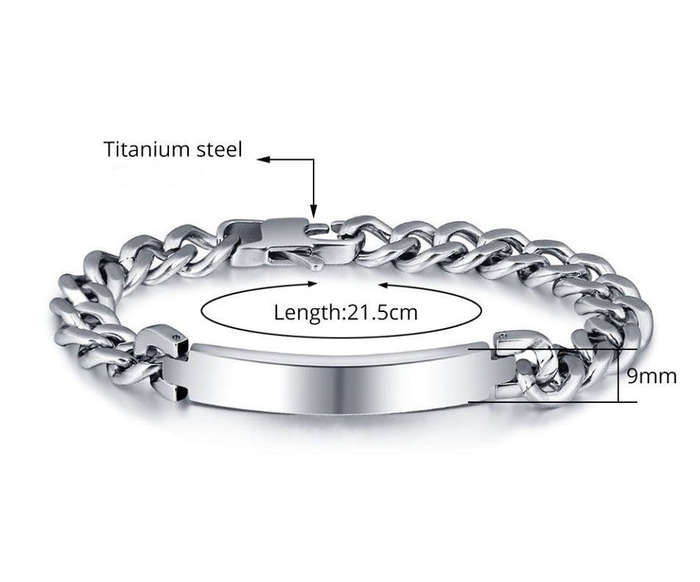 Men's Titanium Steel Bracelet With Free Engraving