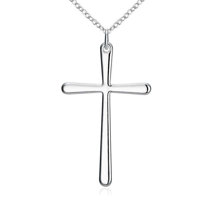 925 Silver filled plain design cross pendant with Free chain included