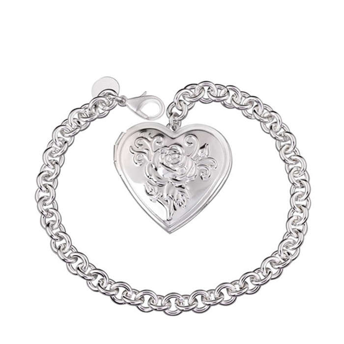 Gorgeous ladies 925 Sterling Silver filled Locket bracelet, Add your picture