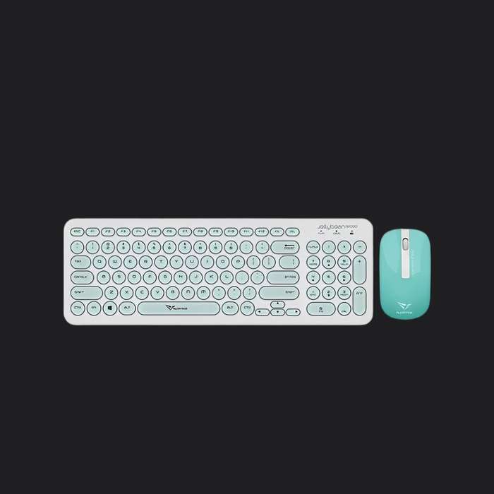 Alcatroz A2000 Jellybean Wireless Keyboard and Mouse Combo - White/Mint