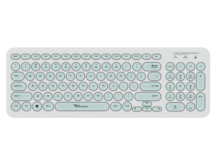 Alcatroz A2000 Jellybean Wireless Keyboard and Mouse Combo - White/Mint