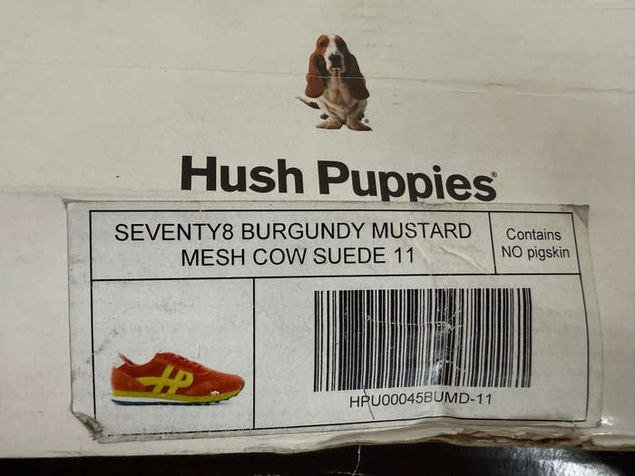 Hush Puppies Seventy8 Burgundy Mustard Mesh Cow Suede - UK 11