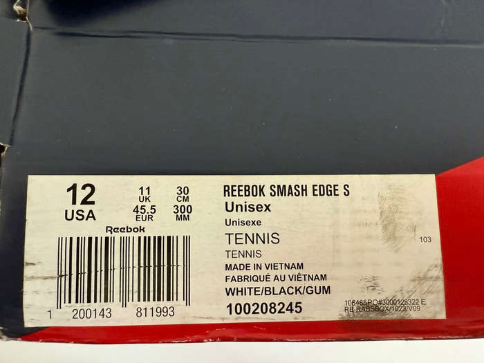 Reebok Smash Edge White/Black Sneaker - UK 11