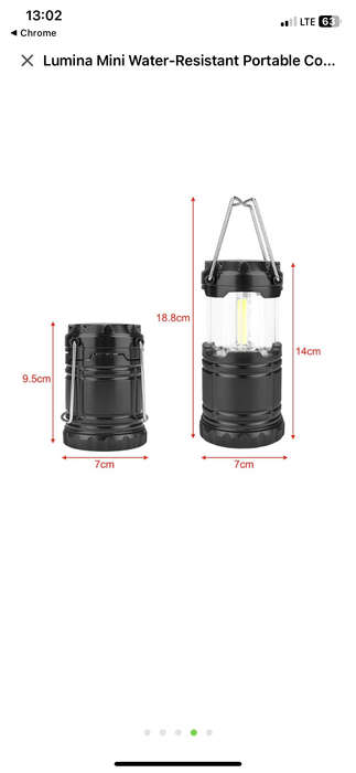 Lumina Mini Water-Resistant Portable Collapsible LED Lantern Torch