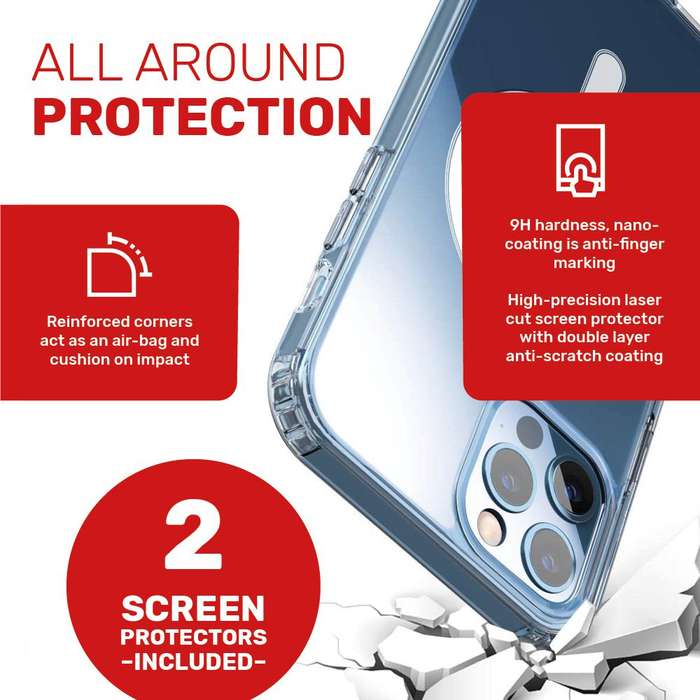 Magsafe iPhone 12 Mini Case Cover with 2 Screen Protectors