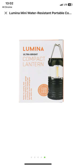 Lumina Mini Water-Resistant Portable Collapsible LED Lantern Torch
