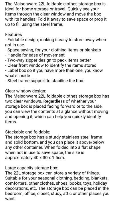 22L Foldable Stackable Multipurpose Storage Box
