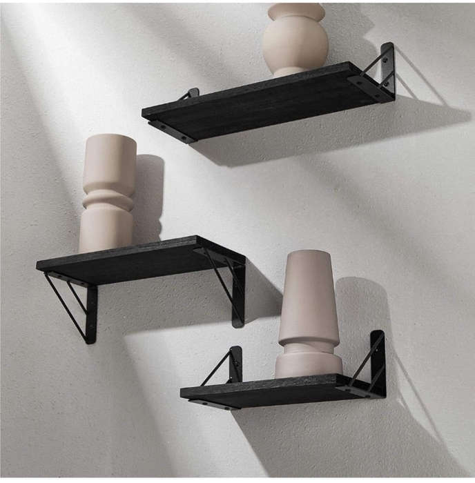 Maisonware Wall Mounted Shelves- Set of 3 - Blk