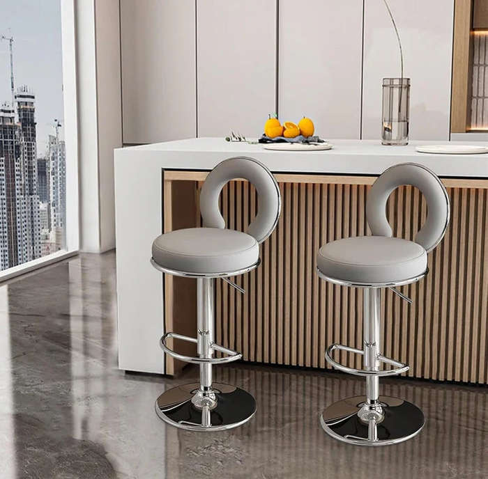 Oldiva Grey Faux Leather Bar Stool