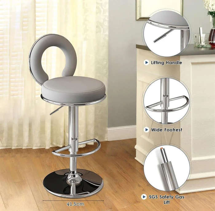 Oldiva Grey Faux Leather Bar Stool