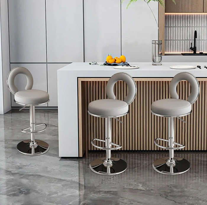 Oldiva Grey Faux Leather Bar Stool