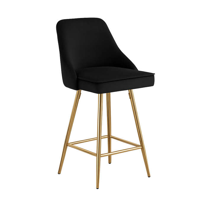 Luxeva Velvet Upholstered Barstool with Gold Legs
