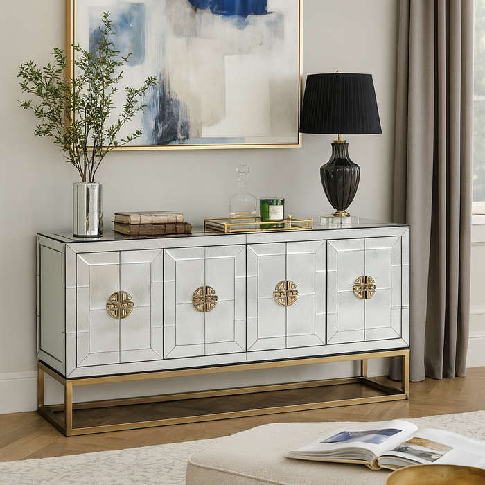 Savoy Antique Mirror Console Table  4 Door