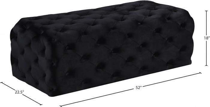 Clark Rec Velvet Upholstered Ottoman Bench