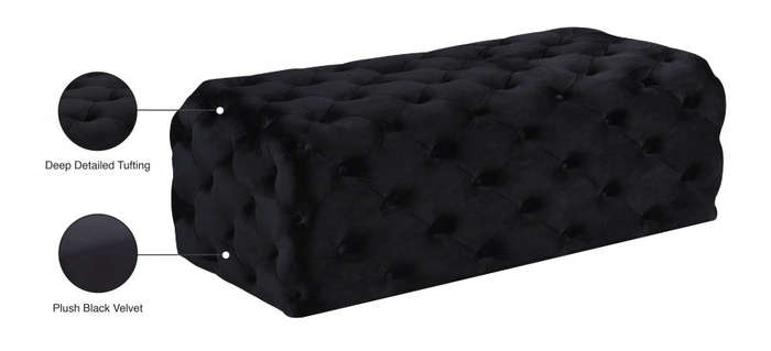 Clark Rec Velvet Upholstered Ottoman Bench
