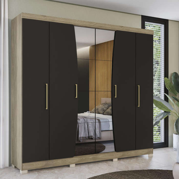 Fabiana 6 Door Wardrobe With Mirror