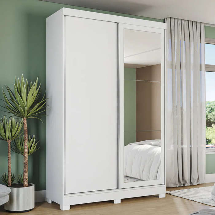 Mivada 2 Sliding Door With Mirror Wardrobe White