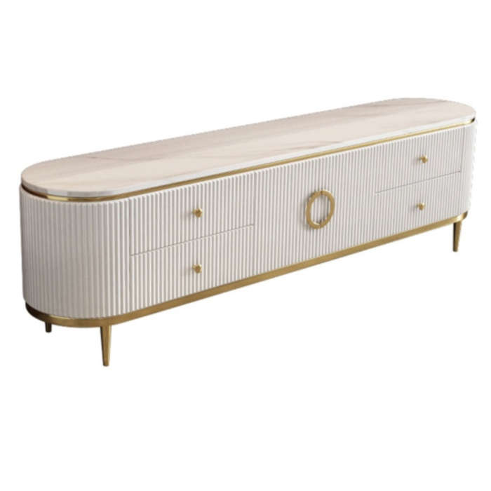 Amaya White & Gold Luxury Plasma Stand