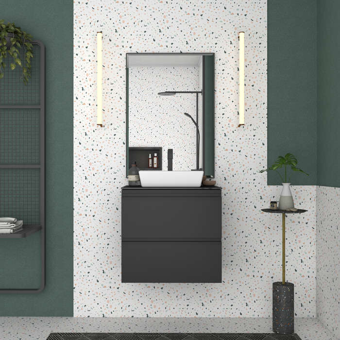 Gaia Steel Bathroom Vanity With Tempered Glass And Prisma Basin