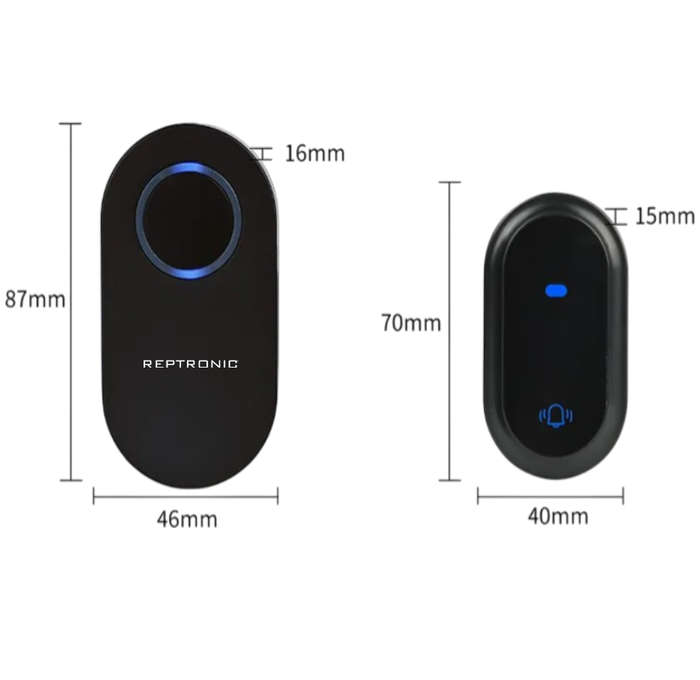 Reptronic DIY black wireless doorbell: RPTDB45 - 1R2B