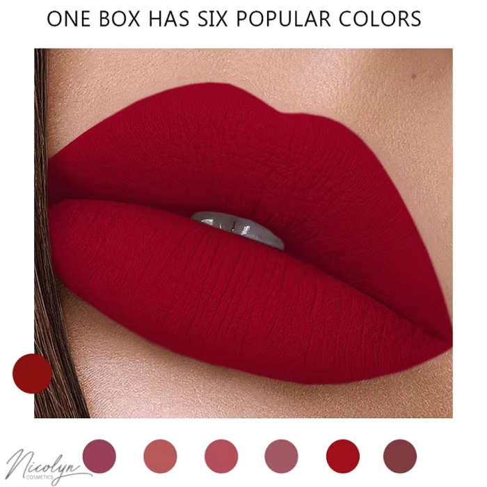 Nicolyn Matte Liquid Lipstick set with Pocket Make-up Mirror: Darker Color