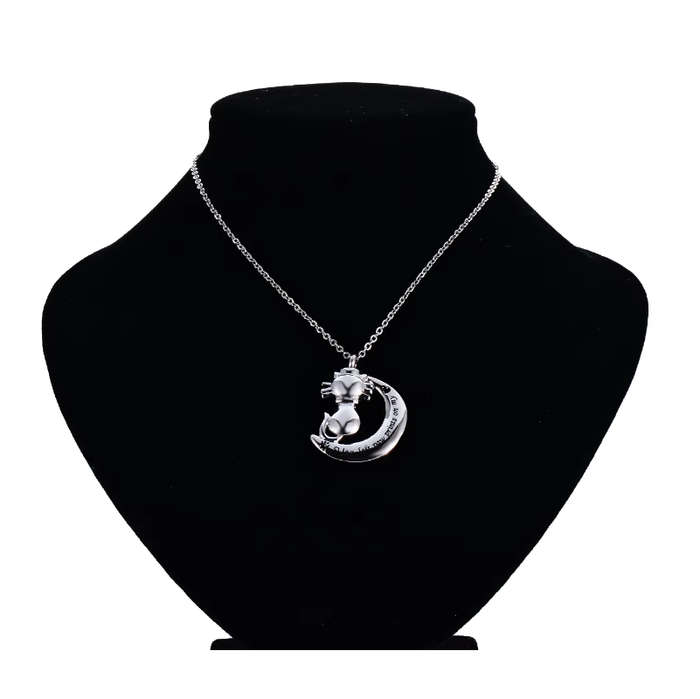 Memorial Pendant - Cat On The Moon: You Left Paw Prints On My Heart
