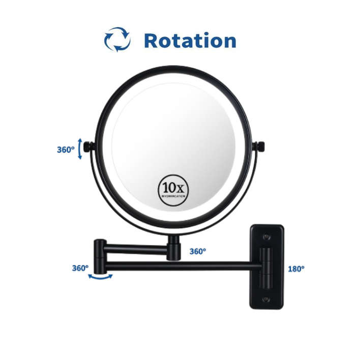 Reptronic Two sided LED wall mounted cosmetics mirror: X10 Magnifying
