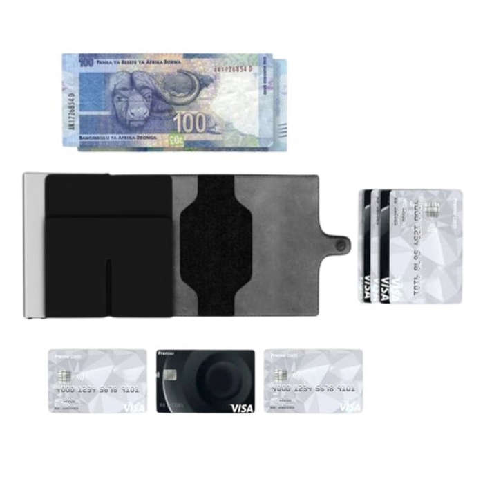 Hammer&Hide Genuine Saddle Leather Pop Up Wallet-Dark Green with Black Aluminum case - Unisex