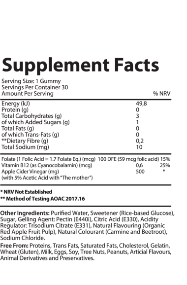 Vita-Aid Purna Apple Cider Vinegar with the 'Mother' Gummies 30s - 2 PACK