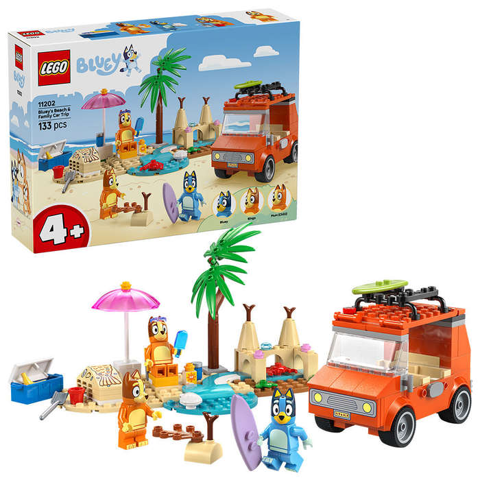 LEGO® Bluey: Blueys Beach & Family Car Trip, Preschool Toy Building Kit 11202