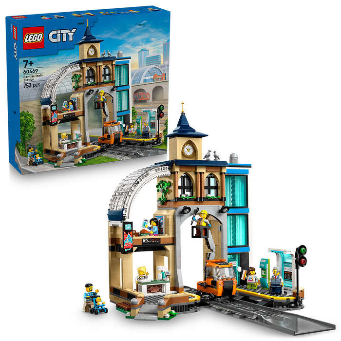 LEGO® City Central Train Station Set for Fans of Construction Toys 60469