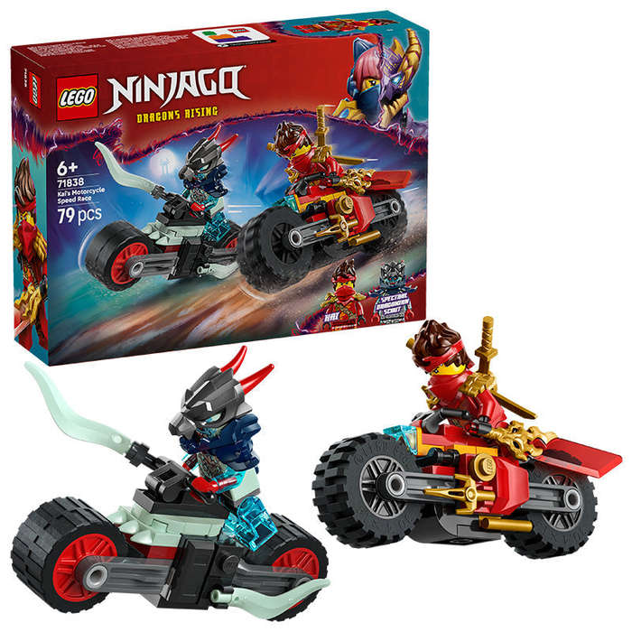 LEGO® NINJAGO® Kais Motorcycle Speed Race Playset with 2 Ninja Bike Toys 71838