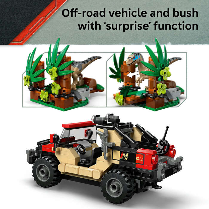 LEGO® Jurassic World Raptor Off-Road Escape Velociraptor Toy Dinosaur 76972