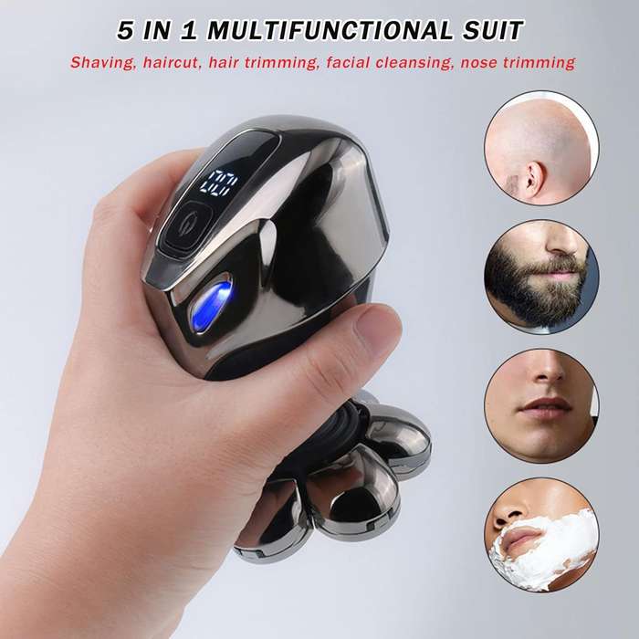 Electric Wireless 5-in-1 Mens Rotary Head Shaver  Multi-Function Grooming