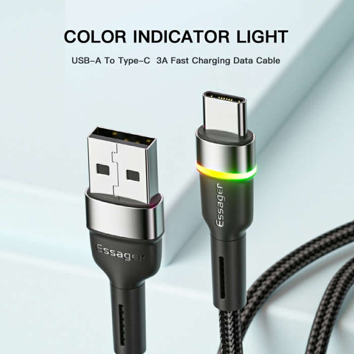 Essager 3A USB Type C Cable Fast Charging RGB
