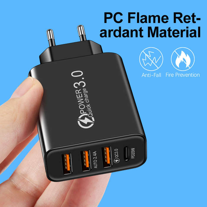 Universal Fast Charger 3 usb + TYPE-C White