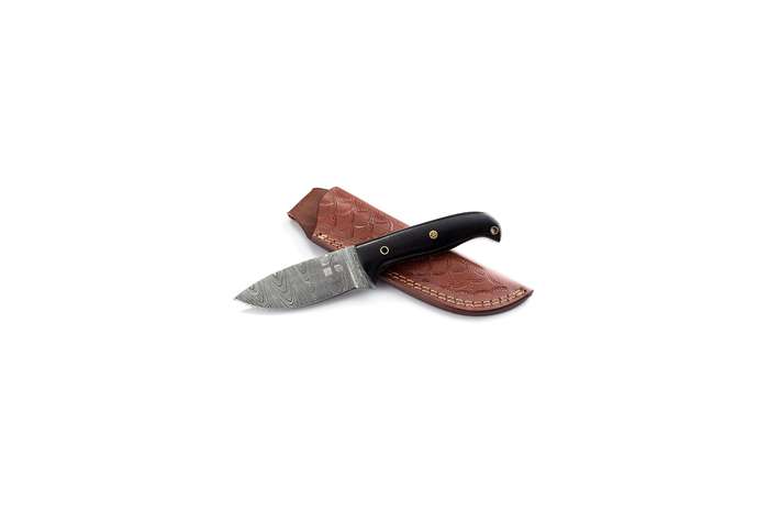 Damascus Hunting knife,  Micarta Handle, Mosaic Pin,  Lanyard pipe