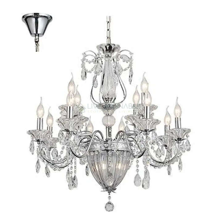 ***12 Lt Chandelier Crystal Chrome E14 12 X 40w + 2 X G9 Led 5 W
