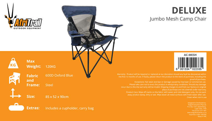 Afritrail Deluxe Jumbo Mesh Camp Chair