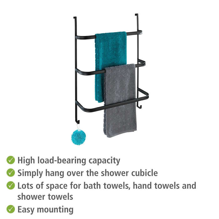 3 Bar Over Door Towel Rail Irpinia Matte Black Steel