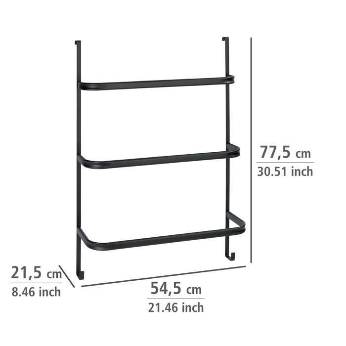 3 Bar Over Door Towel Rail Irpinia Matte Black Steel