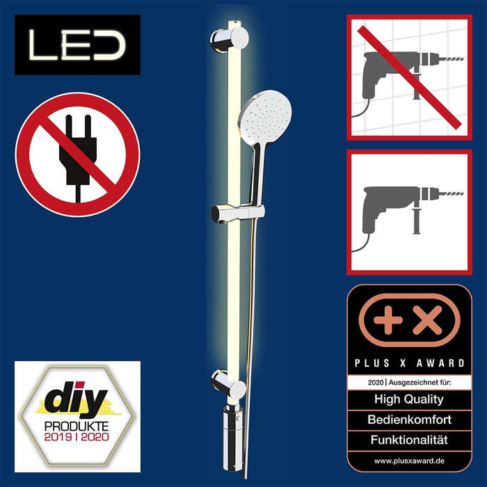Led Shower Rail 94cm Warm White