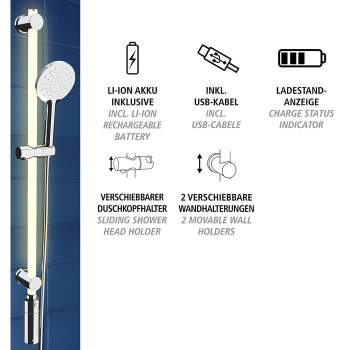 Led Shower Rail 94cm Warm White