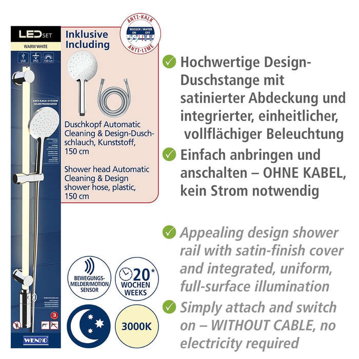 Led Shower Rail 94cm Warm White