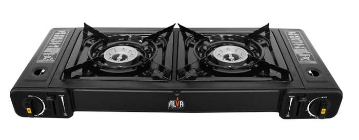 Double Burner Butane Gas Canister Stove 2 Plate